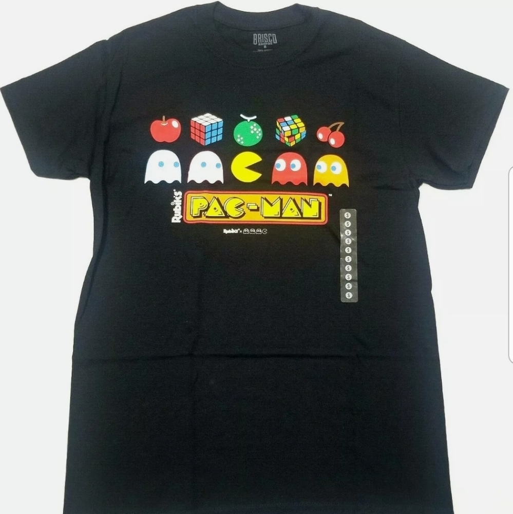 Pacman Unisex T-Shirt Denim Logo Licensed Men's - Picture 1 of 4